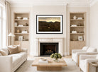 Amaldus Nielsen Print, Fra heiene ved Aafjord (1908) displayed in a Scandinavian living room