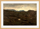 Amaldus Nielsen Print, Fra heiene ved Aafjord (1908) in a light oak frame
