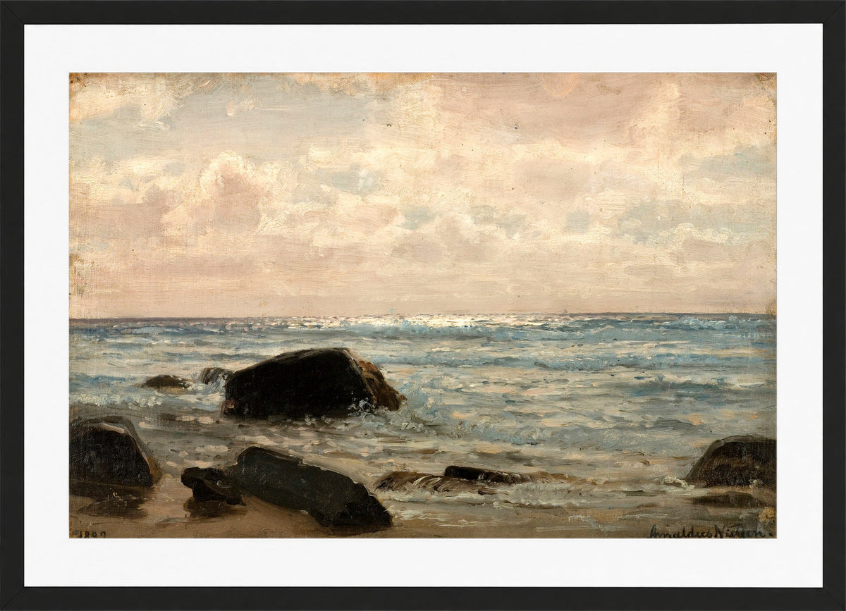 Amaldus Nielsen Print, Fra Jæren (1892) in a black frame