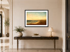 Amaldus Nielsen Print, Fra Nærland, Jæren (1894) displayed above a console table