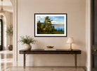 Amaldus Nielsen Print, Fra Ænes, Kvinnherred (1864) displayed above a console table