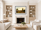 Amaldus Nielsen Print, Fra Oklungen, Porsgrund (1889) displayed in a Scandinavian living room