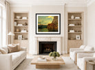 Amaldus Nielsen Print, Fra Solsvik, Bergen (1861) displayed in a Scandinavian living room