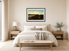 Amaldus Nielsen Print, Fra Sponga, Mandal (1862) displayed above a bed