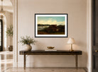 Amaldus Nielsen Print, Fra Sponga, Mandal (1862) displayed above a console table