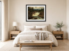 Amaldus Nielsen Print, Hornindalsfossen, Nordfjord (1879) displayed above a bed