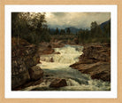 Amaldus Nielsen Print, Hornindalsfossen, Nordfjord (1879) in a light oak frame