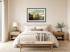 Amaldus Nielsen Print, Kleven, Mandal (1858) displayed above a bed