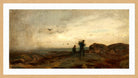 Amaldus Nielsen Print, Kommer regn (1878) in a light oak frame