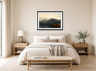 Amaldus Nielsen Print, Ølve, Hardanger (1873) displayed above a bed