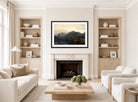 Amaldus Nielsen Print, Ølve, Hardanger (1873) displayed in a Scandinavian living room