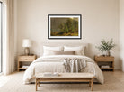Amaldus Nielsen Print, Morgenstemning displayed above a bed