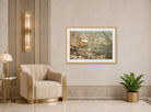 Amaldus Nielsen Print, Morgenstemning ved Majorstuveien 8 (1928) displayed in an Art Deco interior