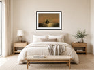 Amaldus Nielsen Print, Nattstemning, Hvaler (1925) displayed above a bed