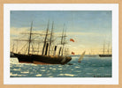 Amaldus Nielsen Print, På reden, Cadix (1860) in a light oak frame