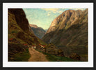 Amaldus Nielsen Print, Parti fra Gudvangen (1865) in a black frame