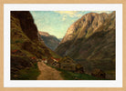 Amaldus Nielsen Print, Parti fra Gudvangen (1865) in a light oak frame