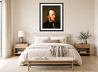 Amaldus Nielsen Print, Portrett av kunstnerens bror Harald (1859) displayed above a bed