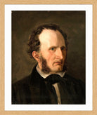 Amaldus Nielsen Print, Portrett av kunstnerens bror Harald (1859) in a light oak frame