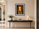 Amaldus Nielsen Print, Portrett av kunstnerens kusine fru Caterine Kamstrup (12 år) (1859) displayed above a console table