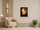 Amaldus Nielsen Print, Portrett av kunstnerens mor (1859) displayed in an Art Deco interior