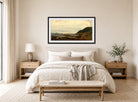 Amaldus Nielsen Print, Regnstemning, Bømmelen (1861) displayed above a bed