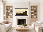 Amaldus Nielsen Print, Regnstemning, Bømmelen (1861) displayed in a Scandinavian living room
