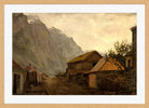 Amaldus Nielsen Print, Regnstemning, Gudvangen (1865) in a light oak frame