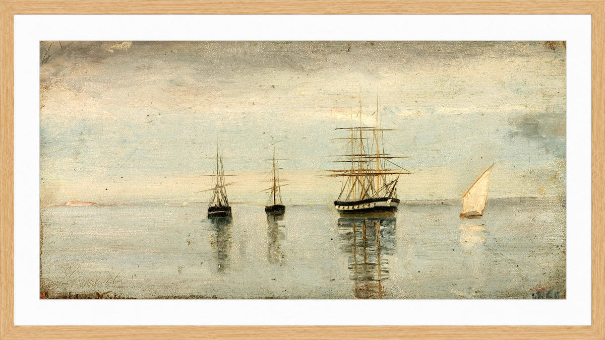 Amaldus Nielsen Print, Regnstemning med sol, Cadix (1860) in a light oak frame