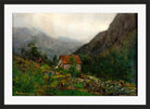 Amaldus Nielsen Print, Regnstemning, Rosendal (1861) in a black frame