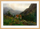 Amaldus Nielsen Print, Regnstemning, Rosendal (1861) in a light oak frame