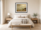Amaldus Nielsen Print, Regntykke med brenninger displayed above a bed