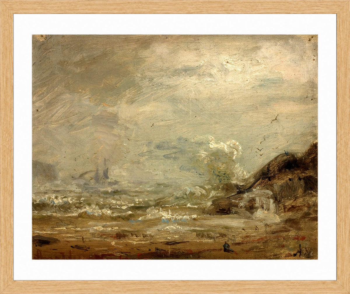 Amaldus Nielsen Print, Regntykke med brenninger in a light oak frame