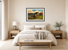 Amaldus Nielsen Print, Saanum, Mandal (1858) displayed above a bed