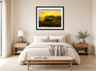Amaldus Nielsen Print, Salterier, Kinn (1860) displayed above a bed