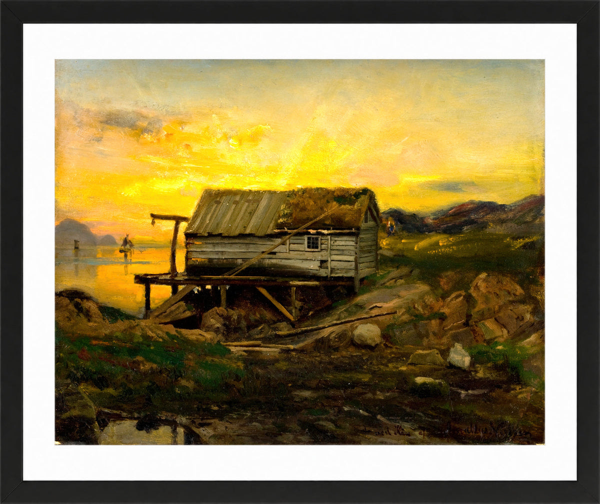 Amaldus Nielsen Print, Salterier, Kinn (1860) in a black frame