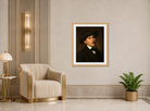 Amaldus Nielsen Print, Selvportrett (1857) displayed in an Art Deco interior