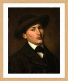 Amaldus Nielsen Print, Selvportrett (1857) in a light oak frame
