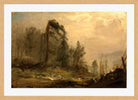 Amaldus Nielsen Print, Skogparti i tåke (1869) in a light oak frame