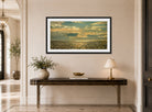 Amaldus Nielsen Print, Skyet vær (1889) displayed above a console table