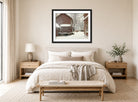 Amaldus Nielsen Print, Snefokk i Majorstuveien 8 displayed above a bed