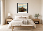 Amaldus Nielsen Print, Sognejakt (1865) displayed above a bed