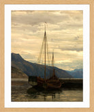 Amaldus Nielsen Print, Sognejekter (1865) in a light oak frame