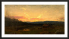 Amaldus Nielsen Print, Solnedgang ved seteren (1866) in a black frame