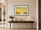 Amaldus Nielsen Print, Solskinnsstemning, Hvaler (1889) displayed above a console table
