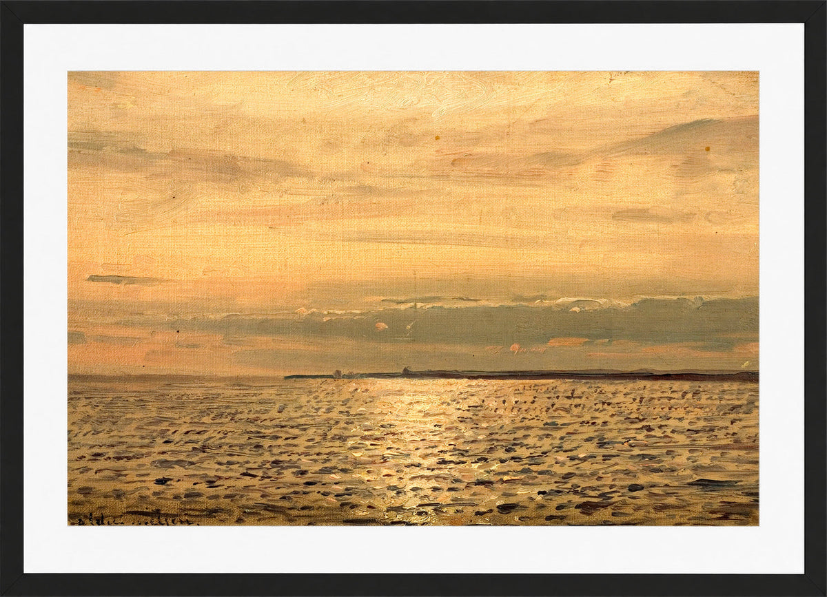 Amaldus Nielsen Print, Solspeil, Hvaler (1890) in a black frame