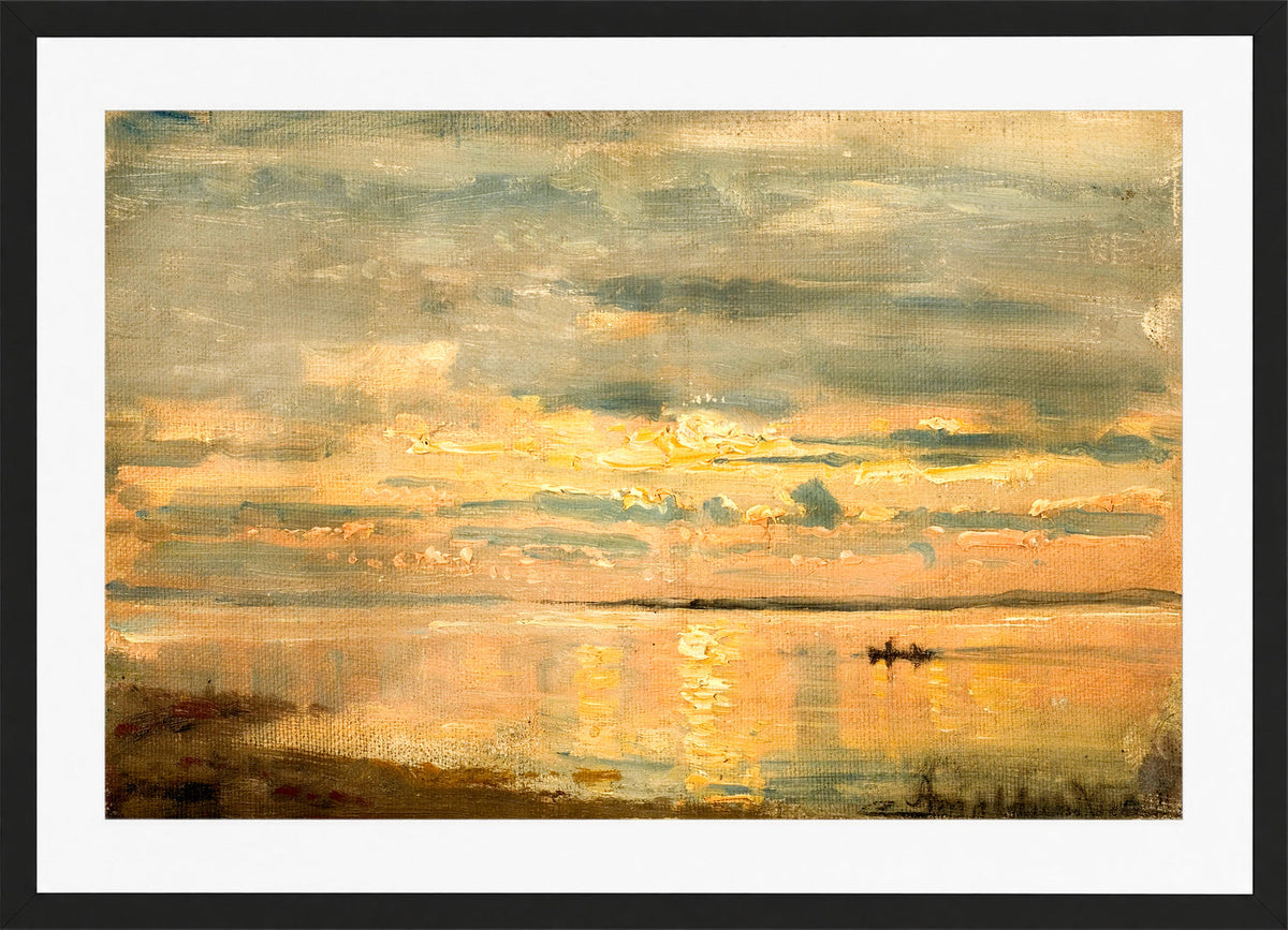 Amaldus Nielsen Print, Sommeraften, Hvaler (1898) in a black frame