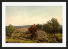 Amaldus Nielsen Print, Sommeraften i skjærgården (1898) in a black frame