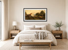 Amaldus Nielsen Print, Sommeraften ved Hvaler (1896) displayed above a bed