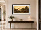 Amaldus Nielsen Print, Sommeraften ved Hvaler (1896) displayed above a console table
